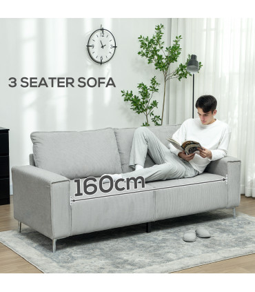 Cosy Corduroy Three-Seater Sofa - Modern Comfort for Any Living Space