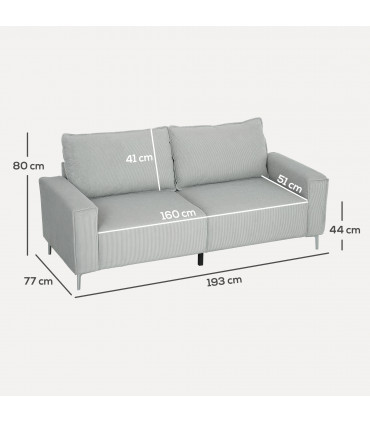 Cosy Corduroy Three-Seater Sofa - Modern Comfort for Any Living Space