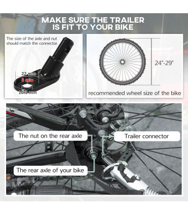 HOMCOM 2 Seat Bike Trailer with 5 Point Harness, for 18+ Months, Red