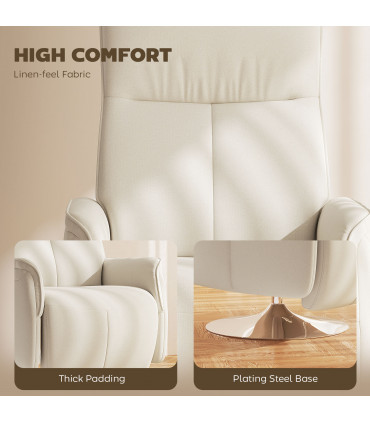 HOMCOM Massage Reclining Chair with Adjustable Backrest, Cream White