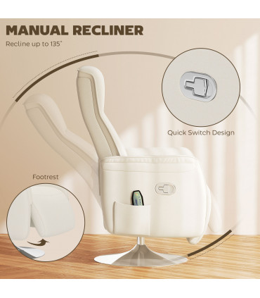 HOMCOM Massage Reclining Chair with Adjustable Backrest, Cream White