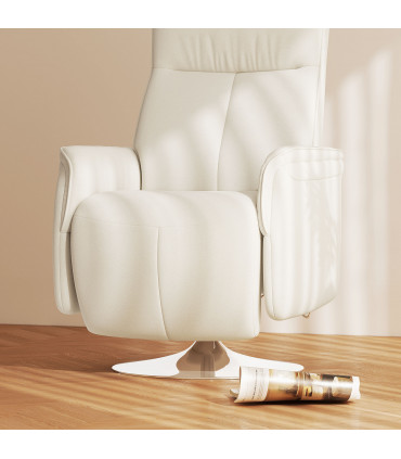 HOMCOM Massage Reclining Chair with Adjustable Backrest, Cream White