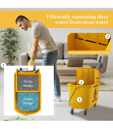 Efficient 20L Mop Bucket with Side Press Wringer for Optimal Cleaning