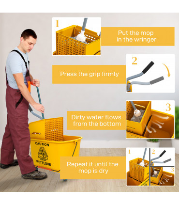 Efficient 20L Mop Bucket with Side Press Wringer for Optimal Cleaning