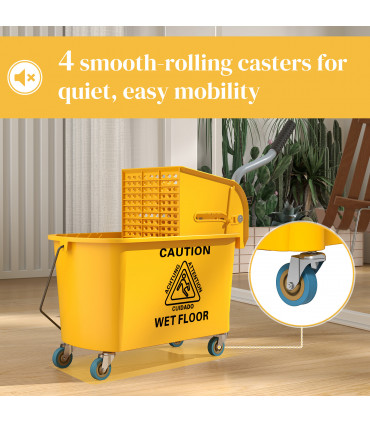 Efficient 20L Mop Bucket with Side Press Wringer for Optimal Cleaning