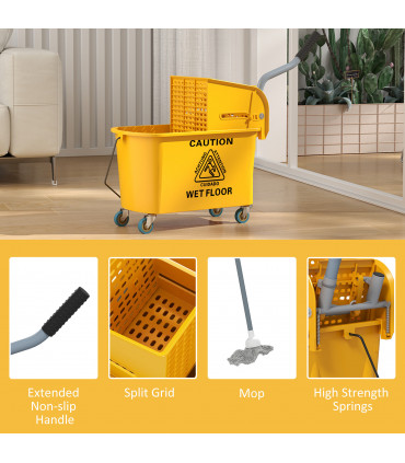 Efficient 20L Mop Bucket with Side Press Wringer for Optimal Cleaning