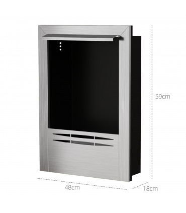 HOMCOM Stainless Steel Bioethanol Fire, Indoor Ethanol Fireplace Insert