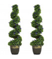 Elegant Spiral Boxwood & Lavender Plant Set – Low Maintenance Decor