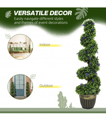 Elegant Spiral Boxwood & Lavender Plant Set – Low Maintenance Decor