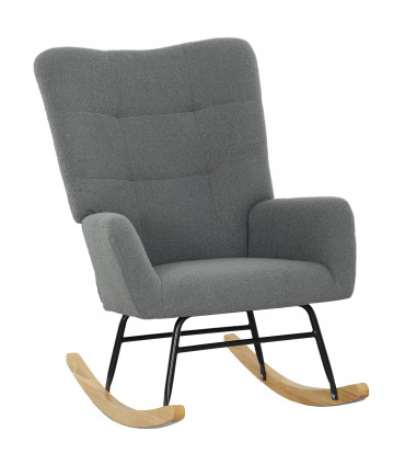 HOMCOM Rocking Chair, Modern Armchair with Backrest for Bedroom, Grey