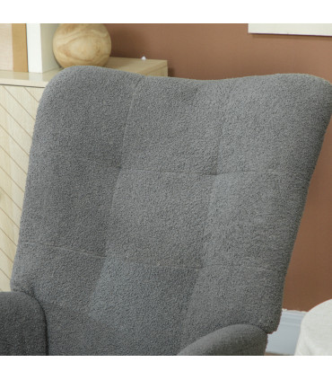 HOMCOM Rocking Chair, Modern Armchair with Backrest for Bedroom, Grey