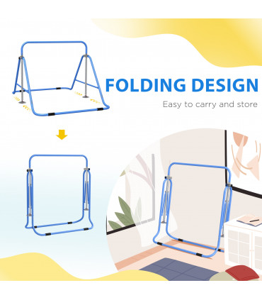 HOMCOM Kids Gymnastic Bar w/ Adjustable Height, Foldable Training Bar - Blue