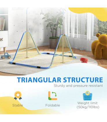 HOMCOM Kids Gymnastic Bar w/ Adjustable Height, Foldable Training Bar - Blue