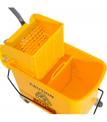 HOMCOM 20L Mop Bucket with Wringer Handle on Wheels for Cleaning Yellow