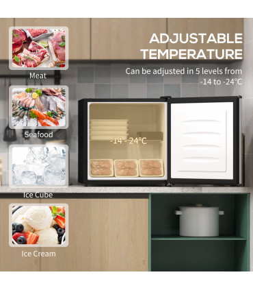 HOMCOM 35L Tabletop Freezer with Adjustable Temperature Wire Shelf Silver