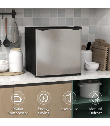 HOMCOM 35L Tabletop Freezer with Adjustable Temperature Wire Shelf Silver