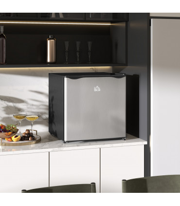 HOMCOM 46L Counter Top Fridge with Chiller Box Mini Fridge for Bedrooms Silver