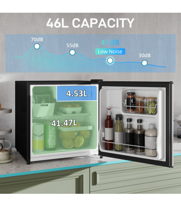 HOMCOM 46L Counter Top Fridge with Chiller Box Mini Fridge for Bedrooms Silver