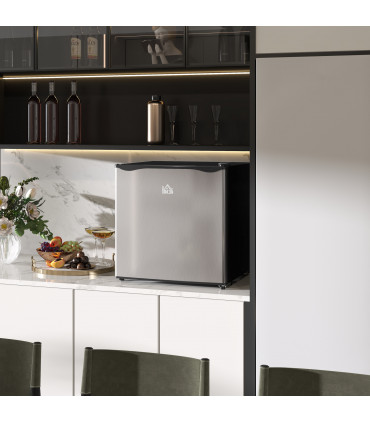 HOMCOM 46L Counter Top Fridge with Chiller Box Mini Fridge for Bedrooms Silver