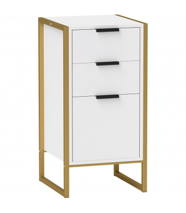 HOMCOM Industrial 3-Drawer Bedroom Chest of Drawers with Metal Frame, White