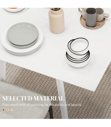 Extendable Kitchen Table for 2-4, Folding Drop Leaf Dining Table, White