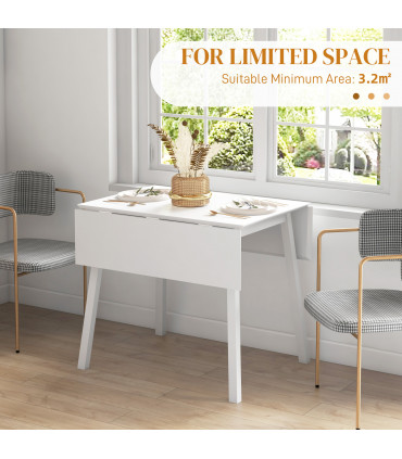 Extendable Kitchen Table for 2-4, Folding Drop Leaf Dining Table, White