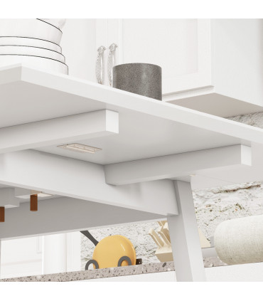 Extendable Kitchen Table for 2-4, Folding Drop Leaf Dining Table, White