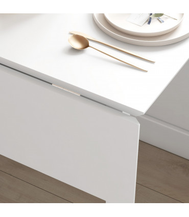 Extendable Kitchen Table for 2-4, Folding Drop Leaf Dining Table, White