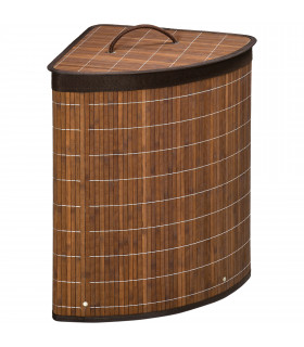 HOMCOM 55L Bamboo Corner Laundry Hamper Bamboo Laundry Basket Brown