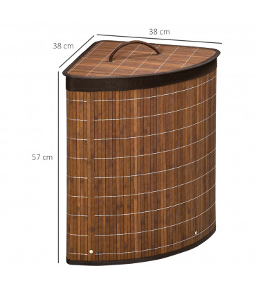 HOMCOM 55L Bamboo Corner Laundry Hamper Bamboo Laundry Basket Brown