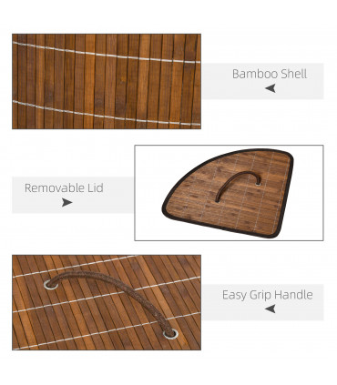 HOMCOM 55L Bamboo Corner Laundry Hamper Bamboo Laundry Basket Brown