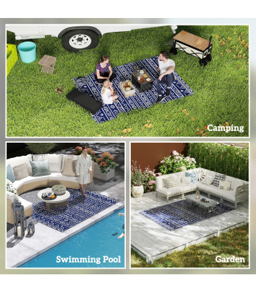 Durable Reversible Geometric Mat - Versatile for Camping & Picnics