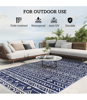 Durable Reversible Geometric Mat - Versatile for Camping & Picnics