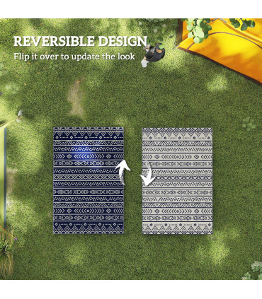 Durable Reversible Geometric Mat - Versatile for Camping & Picnics