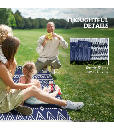 Durable Reversible Geometric Mat - Versatile for Camping & Picnics