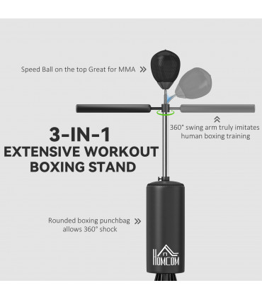 HOMCOM Boxing Punch Bag Stand w/ Rotating Flexible Arm Speed Ball Waterable Base