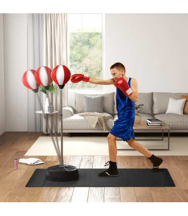 HOMCOM Punching Bag with Stand Boxing Bag Set with Adjustable Height Red