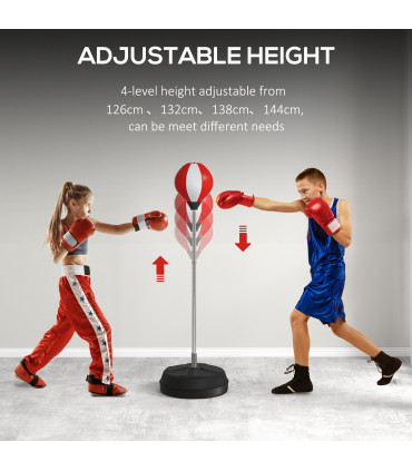HOMCOM Punching Bag with Stand Boxing Bag Set with Adjustable Height Red