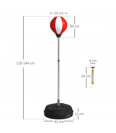 HOMCOM Punching Bag with Stand Boxing Bag Set with Adjustable Height Red