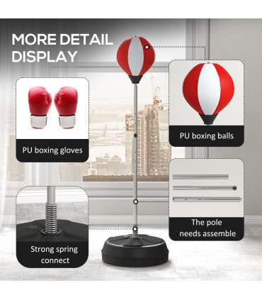 HOMCOM Punching Bag with Stand Boxing Bag Set with Adjustable Height Red