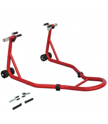 Homcom Rear Motorcycle Paddock Stand with U&L Shaped Adapters, Red
