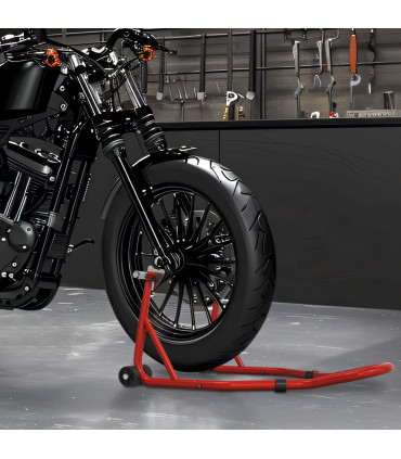 Homcom Rear Motorcycle Paddock Stand with U&L Shaped Adapters, Red