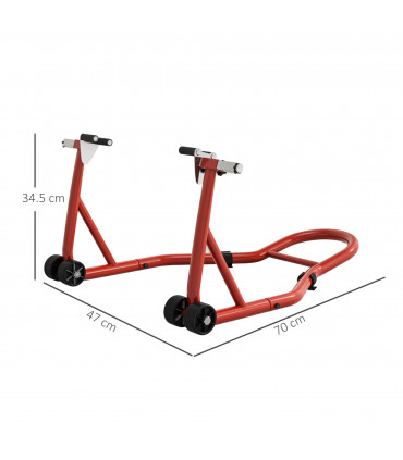 Homcom Rear Motorcycle Paddock Stand with U&L Shaped Adapters, Red