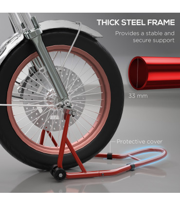 Homcom Rear Motorcycle Paddock Stand with U&L Shaped Adapters, Red