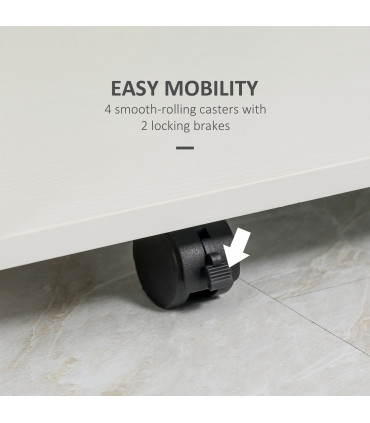 HOMCOM Computer Table Study Desk with Sliding Keyboard Tray, White