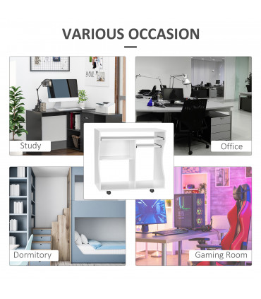 HOMCOM Computer Table Study Desk with Sliding Keyboard Tray, White