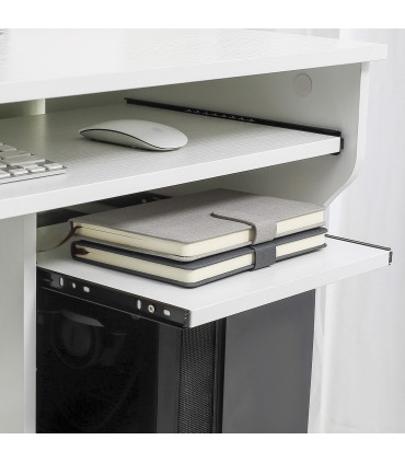 HOMCOM Computer Table Study Desk with Sliding Keyboard Tray, White