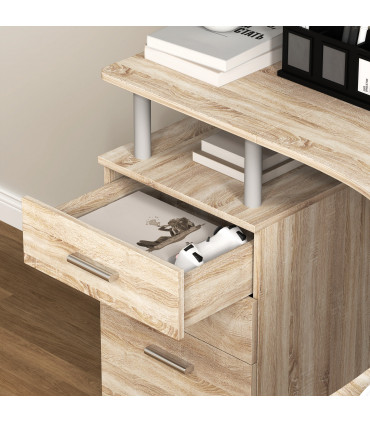 HOMCOM L-Shaped Corner PC Desk Table w/ Drawer Home Office Workstation, Oak