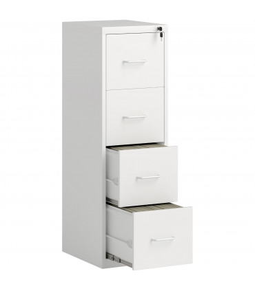 HOMCOM 4 Drawer Filing Cabinet Steel File Cabinet for A4 Letter Size White