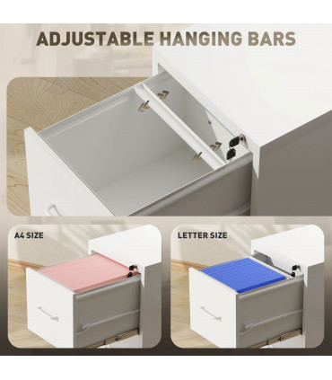 HOMCOM 4 Drawer Filing Cabinet Steel File Cabinet for A4 Letter Size White